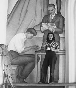 Baranceanu during the painting of The Seven Arts Mural in 1940,